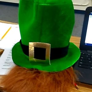Leprechaun hat with beard attachment